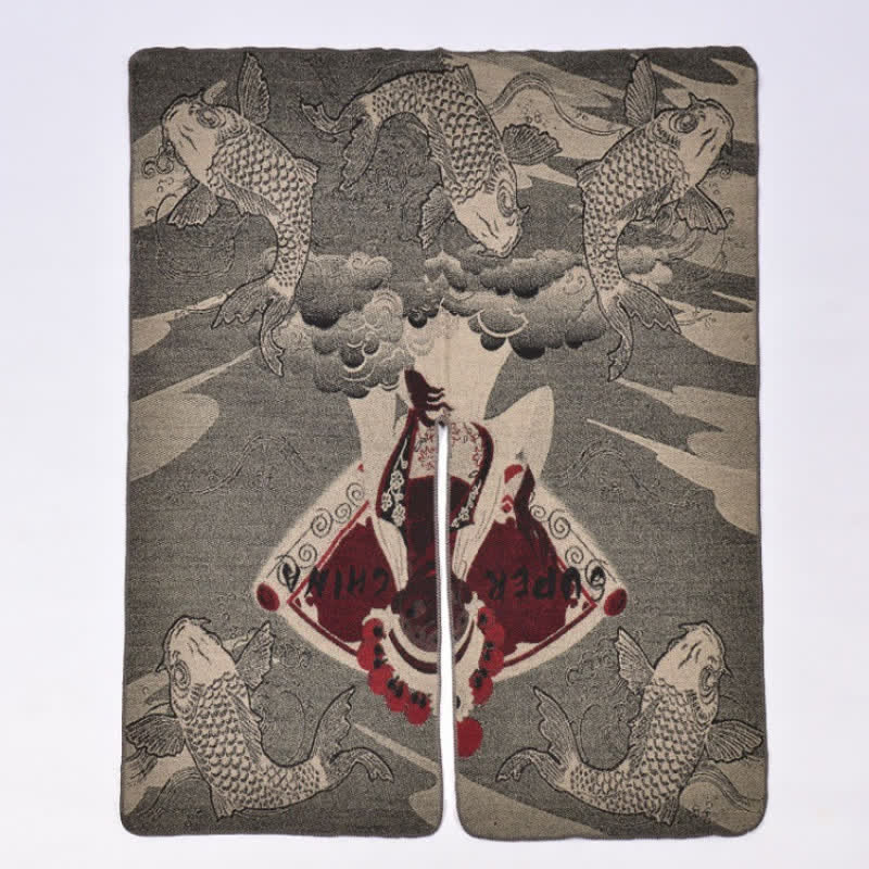 Buddha Stones Chal suave drapeado oriental con estampado de nubes de peces koi para otoño e invierno. - image 20