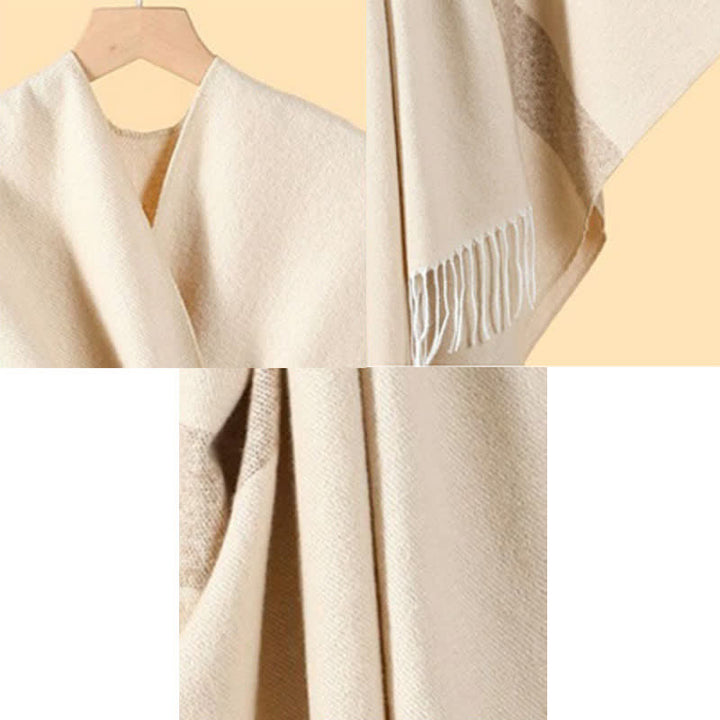 Buddha Stones Chal acogedor de otoño/invierno con diseño de borlas, rayas y hebilla estilo boho. - image 39