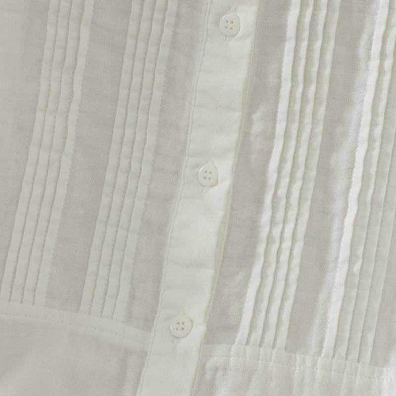 Buddha Stones Camisas de manga larga de algodón liso con pliegues y botones, estilo vintage elegante para otoño. - image 13
