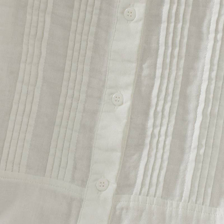 Buddha Stones Camisas de manga larga de algodón liso con pliegues y botones, estilo vintage elegante para otoño. - image 13