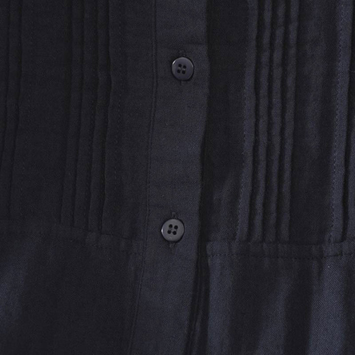 Buddha Stones Camisas de manga larga de algodón liso con pliegues y botones, estilo vintage elegante para otoño. - image 6