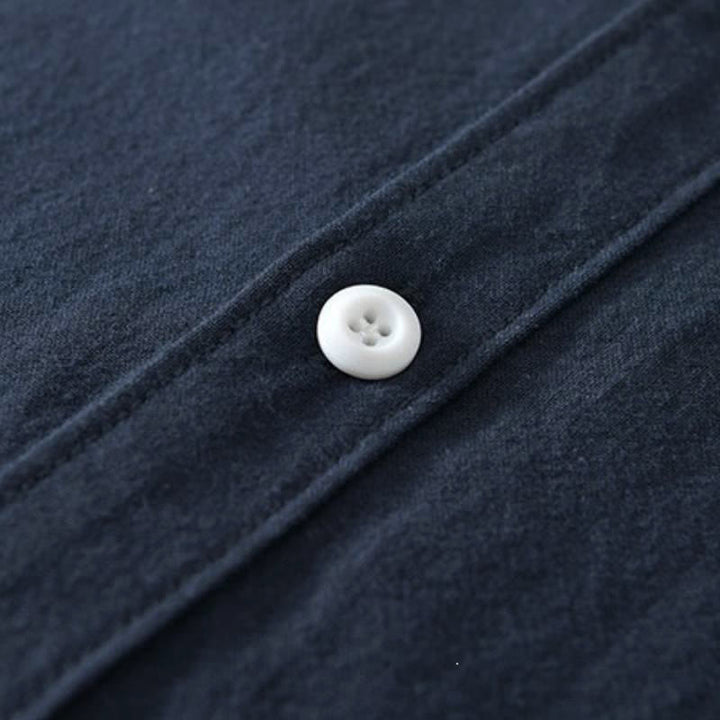 Buddha Stones Camisa de manga larga para hombre, estilo casual minimalista, con botones, de algodón liso. - image 8