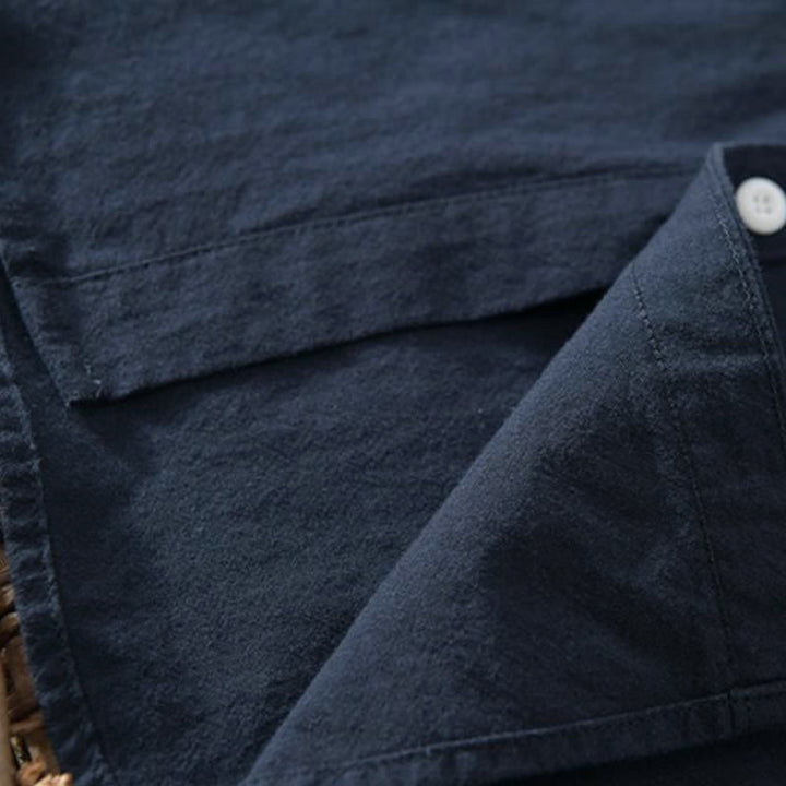 Buddha Stones Camisa de manga larga para hombre, estilo casual minimalista, con botones, de algodón liso. - image 9