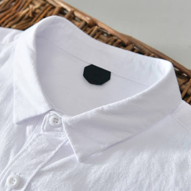 Buddha Stones Camisa de manga larga para hombre, estilo casual minimalista, con botones, de algodón liso. - image 19
