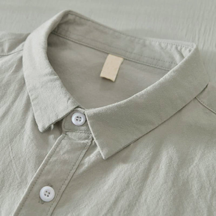 Buddha Stones Camisa de manga larga para hombre, estilo casual minimalista, con botones, de algodón liso. - image 17