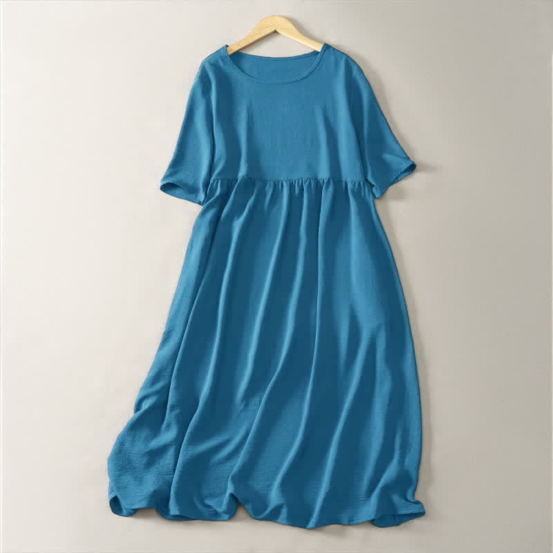 Vestido corto de manga corta para mujer, estilo casual informal de verano, con estampado de Buddha Stones y diseño minimalista. - Azul acero - US8-10, UK/AU12-14, EU40-42 (2XL) - image 0