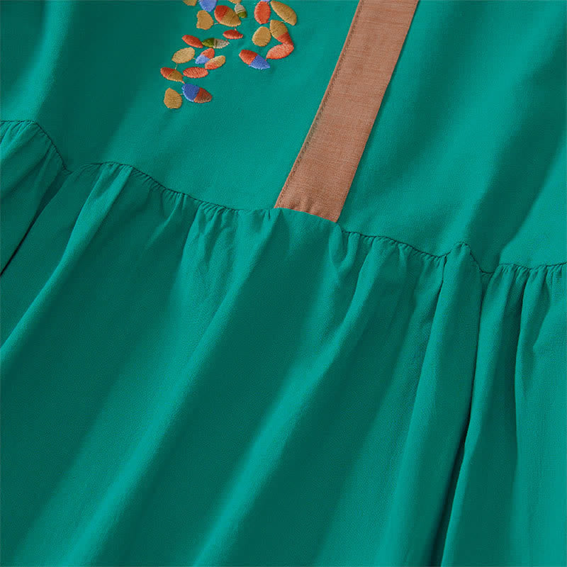 Vestido midi de manga corta para mujer con bordado étnico de Buddha Stones y estampado de primavera. - image 18