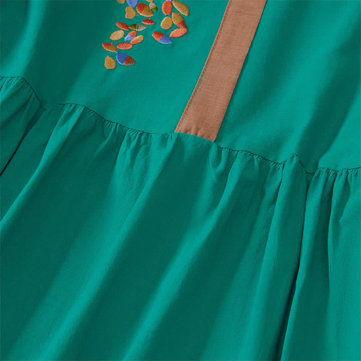 Vestido midi de manga corta para mujer con bordado étnico de Buddha Stones y estampado de primavera. - image 18