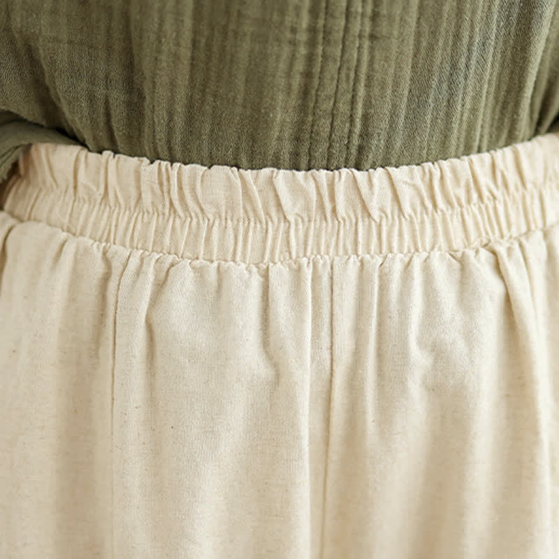 Pantalones cortos de mujer de algodón con estampado de Buddha Stones, encaje liso y pernera ancha, con bolsillos. - image 8