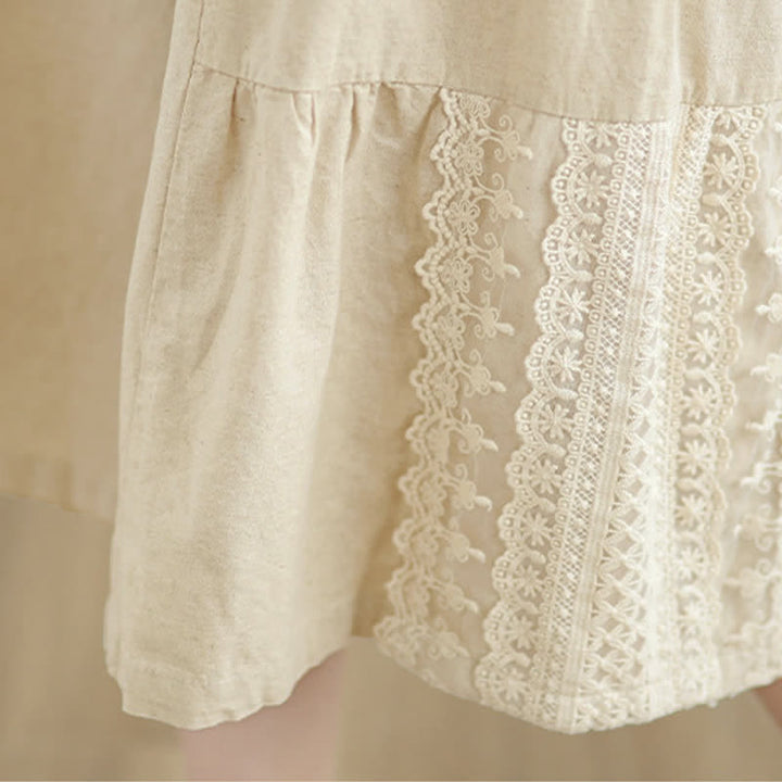 Pantalones cortos de mujer de algodón con estampado de Buddha Stones, encaje liso y pernera ancha, con bolsillos. - image 10