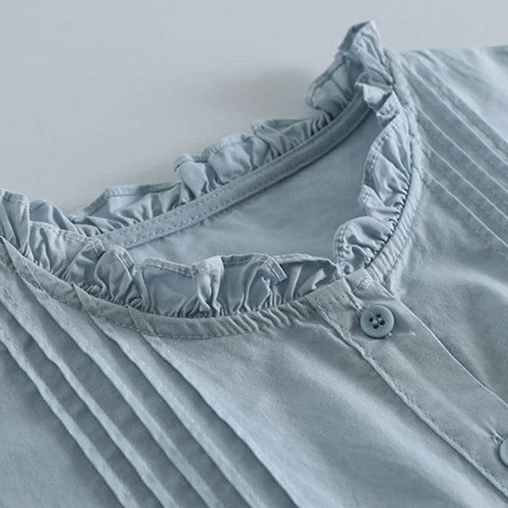 Buddha Stones Camisa de manga larga plisada de manga larga para mujer, estilo vintage informal de primavera. - image 1
