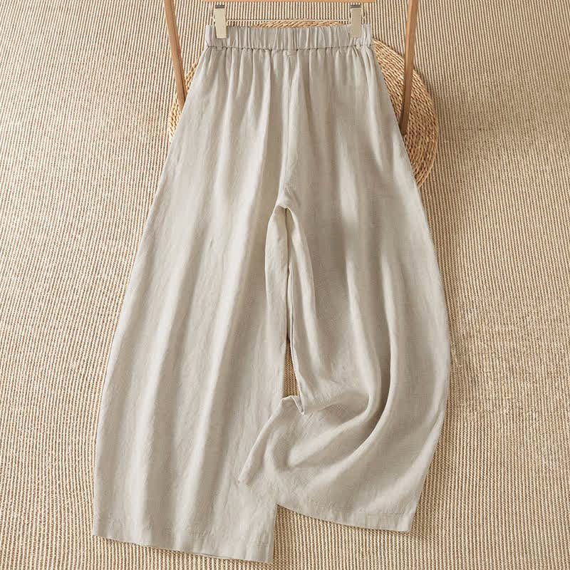 Buddha Stones Pantalones tobilleros informales de primavera/verano con cremallera, diseño liso, para mujer, pierna ancha, con bolsillo. - image 1