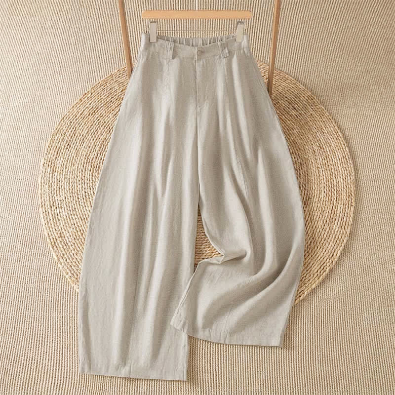 Buddha Stones Pantalones tobilleros informales de primavera/verano con cremallera, diseño liso, para mujer, pierna ancha, con bolsillo. - Tan - US8-10, UK/AU12-14, EU40-42 (2XL) - image 0
