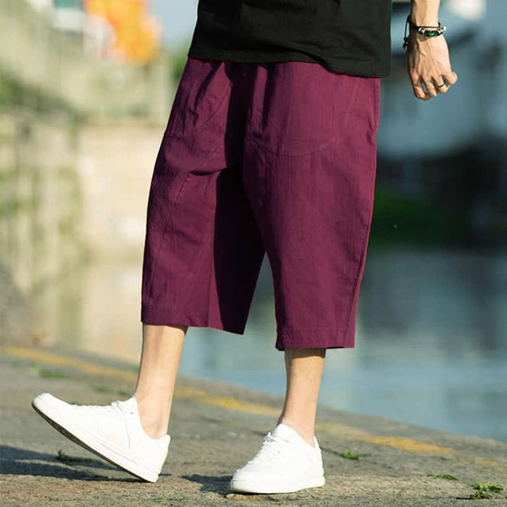 Pantalones de hombre Buddha Stones Summer Plain Pleat Design con cordón ajustable, largo 7-8 y bolsillos. - image 23
