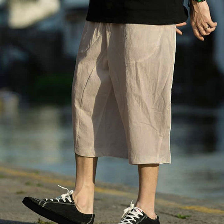 Pantalones de hombre Buddha Stones Summer Plain Pleat Design con cordón ajustable, largo 7-8 y bolsillos. - image 13