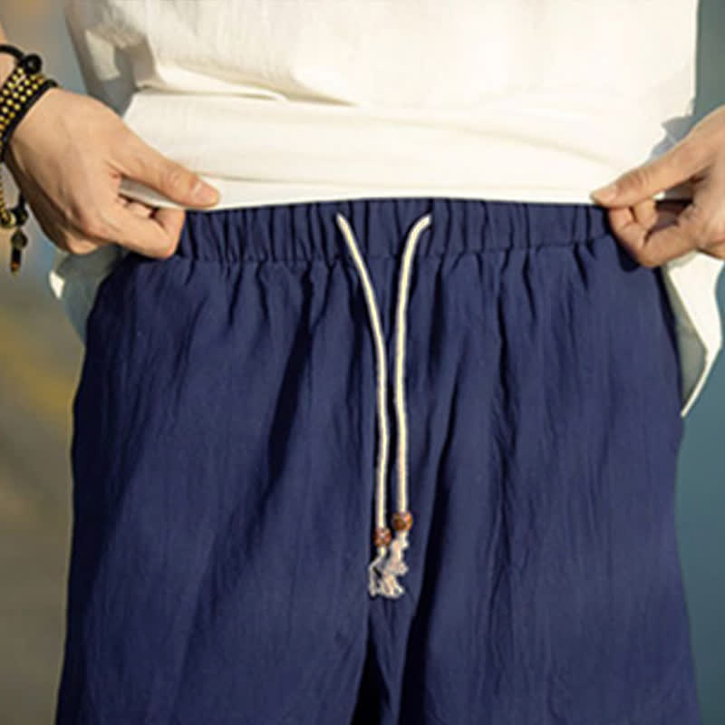 Pantalones de hombre Buddha Stones Summer Plain Pleat Design con cordón ajustable, largo 7-8 y bolsillos. - image 20