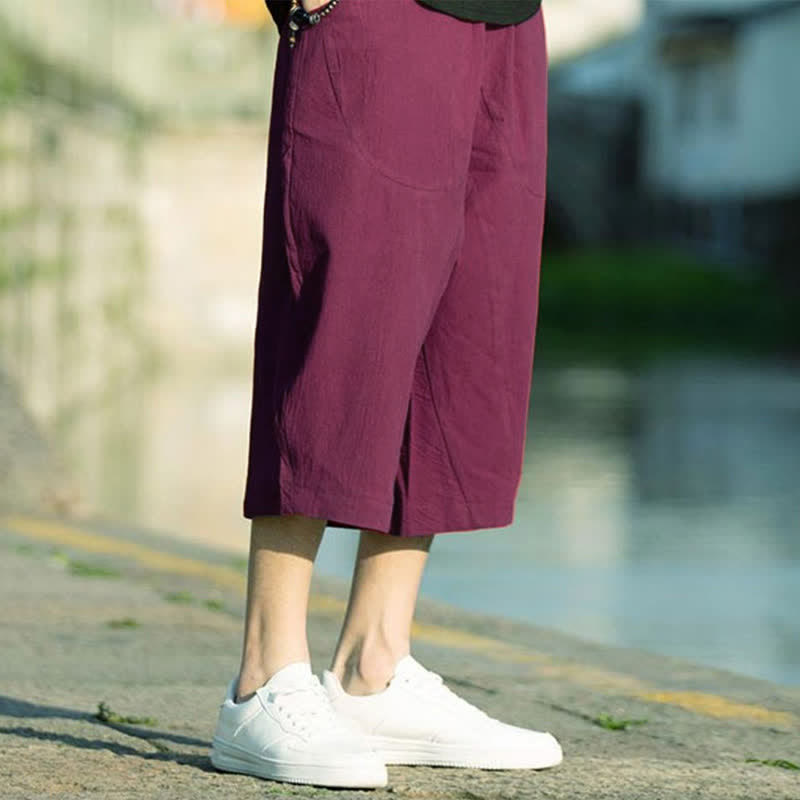 Pantalones de hombre Buddha Stones Summer Plain Pleat Design con cordón ajustable, largo 7-8 y bolsillos. - image 29