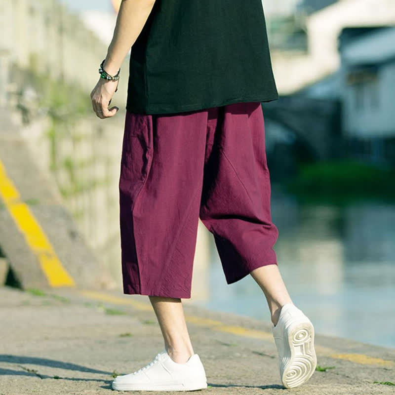 Pantalones de hombre Buddha Stones Summer Plain Pleat Design con cordón ajustable, largo 7-8 y bolsillos. - image 26