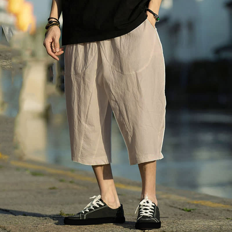 Pantalones de hombre Buddha Stones Summer Plain Pleat Design con cordón ajustable, largo 7-8 y bolsillos. - Broncearse - US/UK/AU46, EU56 (5XL) - image 10