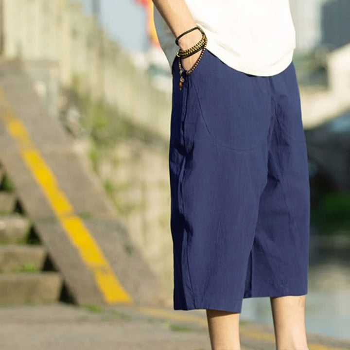 Pantalones de hombre Buddha Stones Summer Plain Pleat Design con cordón ajustable, largo 7-8 y bolsillos. - image 18
