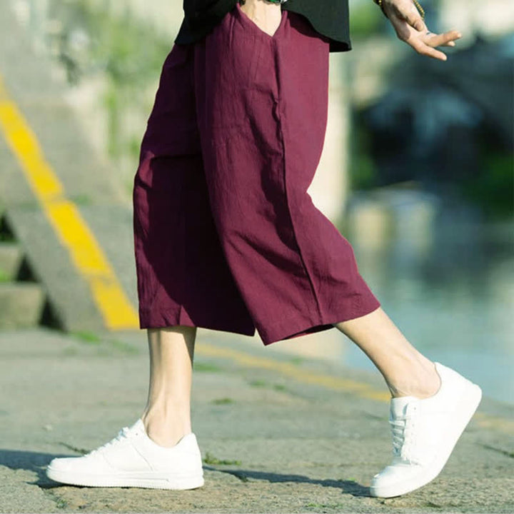 Pantalones de hombre Buddha Stones Summer Plain Pleat Design con cordón ajustable, largo 7-8 y bolsillos. - image 25