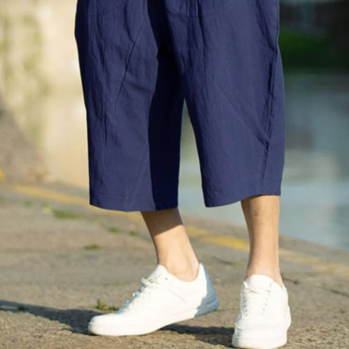 Pantalones de hombre Buddha Stones Summer Plain Pleat Design con cordón ajustable, largo 7-8 y bolsillos. - image 21