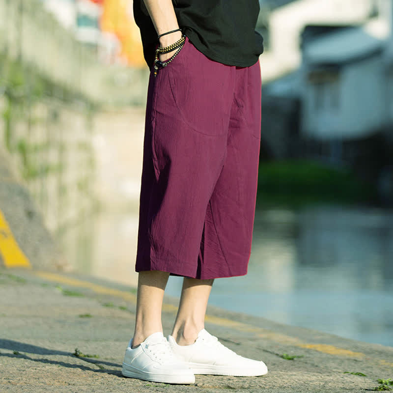 Pantalones de hombre Buddha Stones Summer Plain Pleat Design con cordón ajustable, largo 7-8 y bolsillos. - image 24