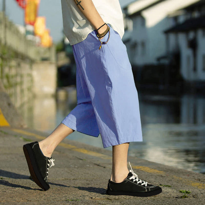 Pantalones de hombre Buddha Stones Summer Plain Pleat Design con cordón ajustable, largo 7-8 y bolsillos. - image 16
