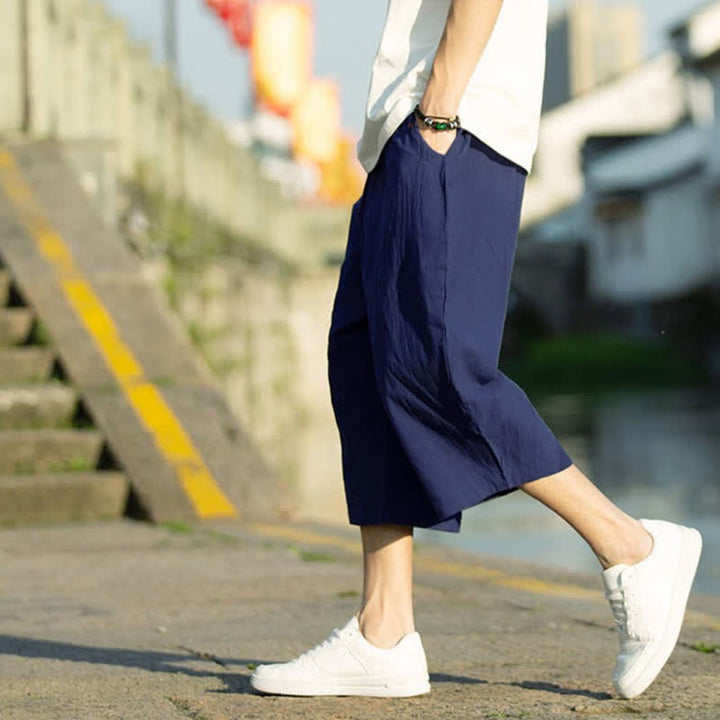 Pantalones de hombre Buddha Stones Summer Plain Pleat Design con cordón ajustable, largo 7-8 y bolsillos. - image 19