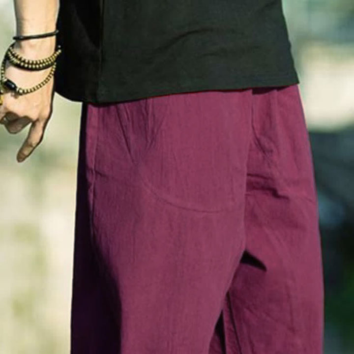 Pantalones de hombre Buddha Stones Summer Plain Pleat Design con cordón ajustable, largo 7-8 y bolsillos. - image 28