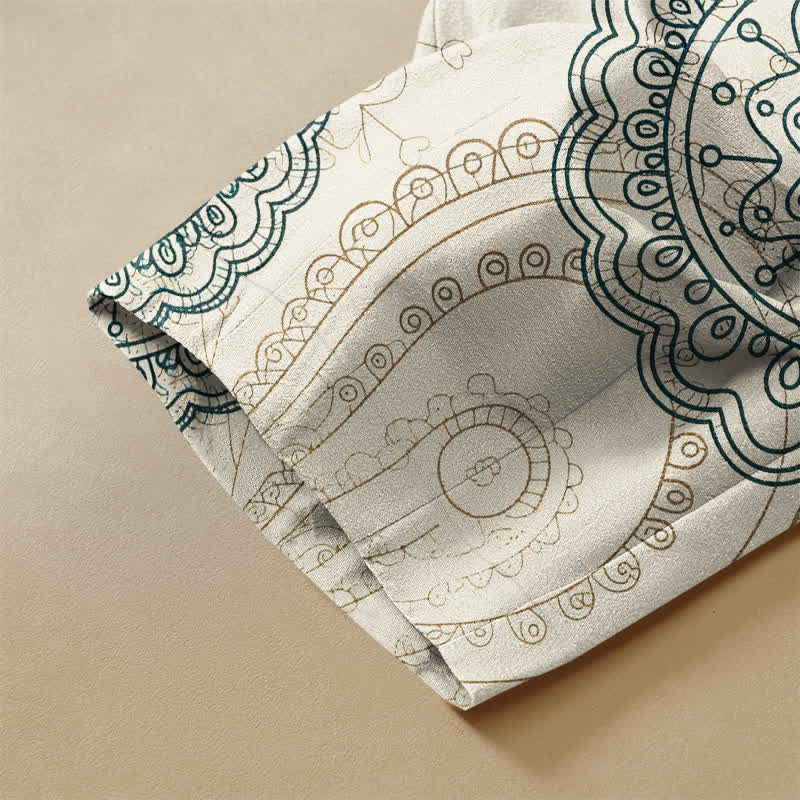 Buddha Stones Pantalones harem de algodón puro con estampado de mandala estilo boho, botones de rana y cintura elástica para mujer con bolsillos. - image 2