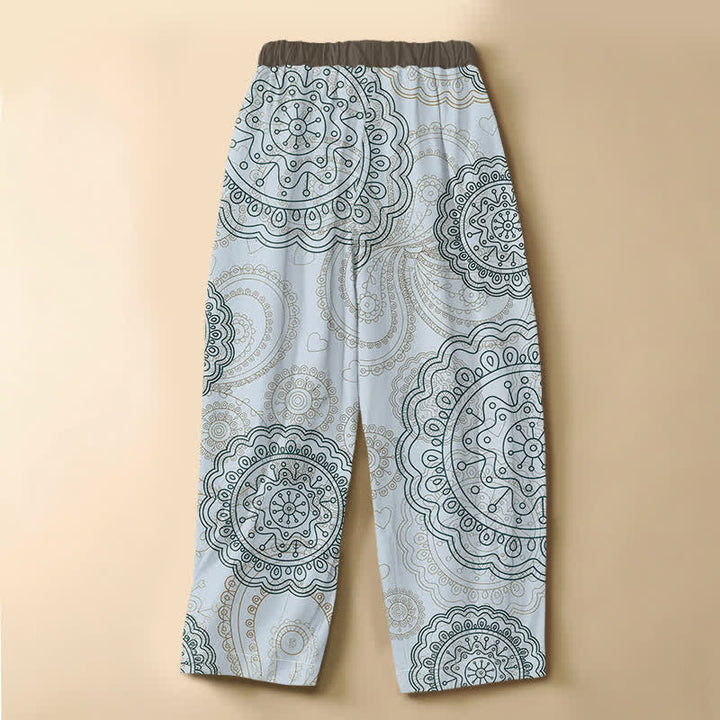Buddha Stones Pantalones harem de algodón puro con estampado de mandala estilo boho, botones de rana y cintura elástica para mujer con bolsillos. - image 6