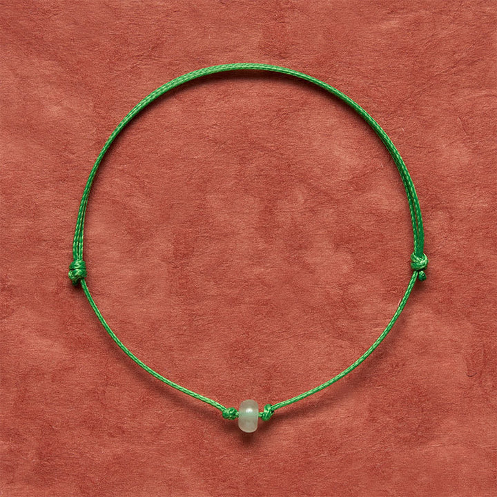 Buddha Stones Pulsera minimalista de protección de aventurina verde con hilo rojo trenzado - image 4