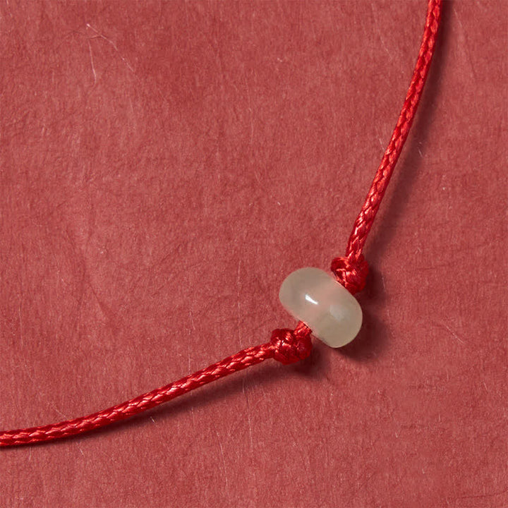 Buddha Stones Pulsera minimalista de protección de aventurina verde con hilo rojo trenzado - image 2