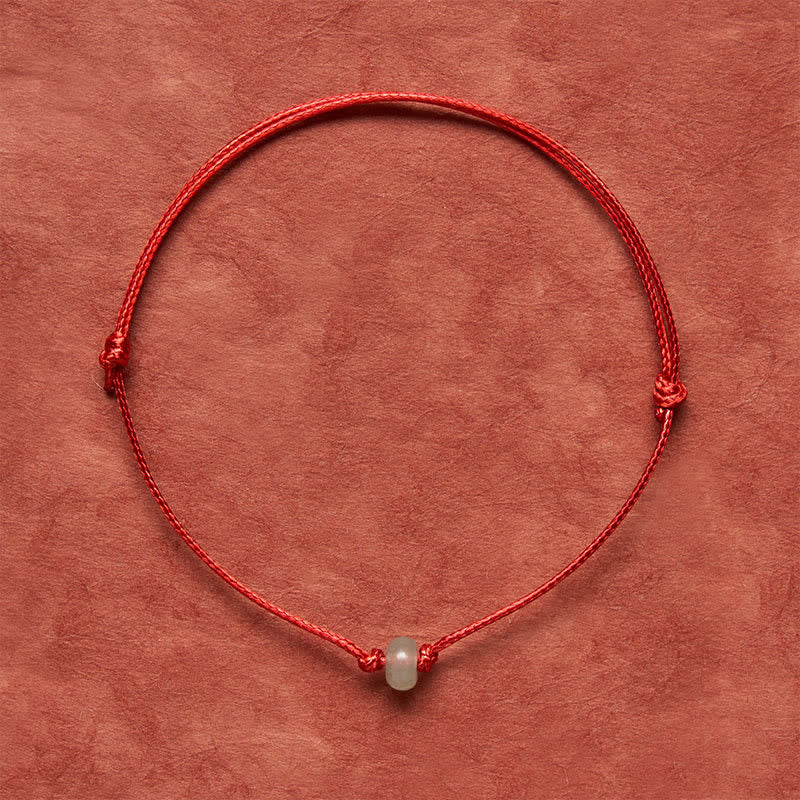 Buddha Stones Pulsera minimalista de protección de aventurina verde con hilo rojo trenzado - image 1