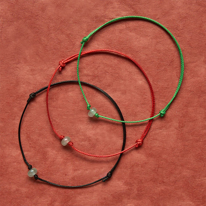 Buddha Stones Pulsera minimalista de protección de aventurina verde con hilo rojo trenzado - image 12