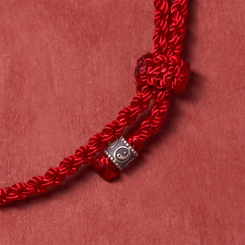 Buddha Stones Pulsera de protección Yin Yang de plata de ley 925 con hilo rojo - image 4