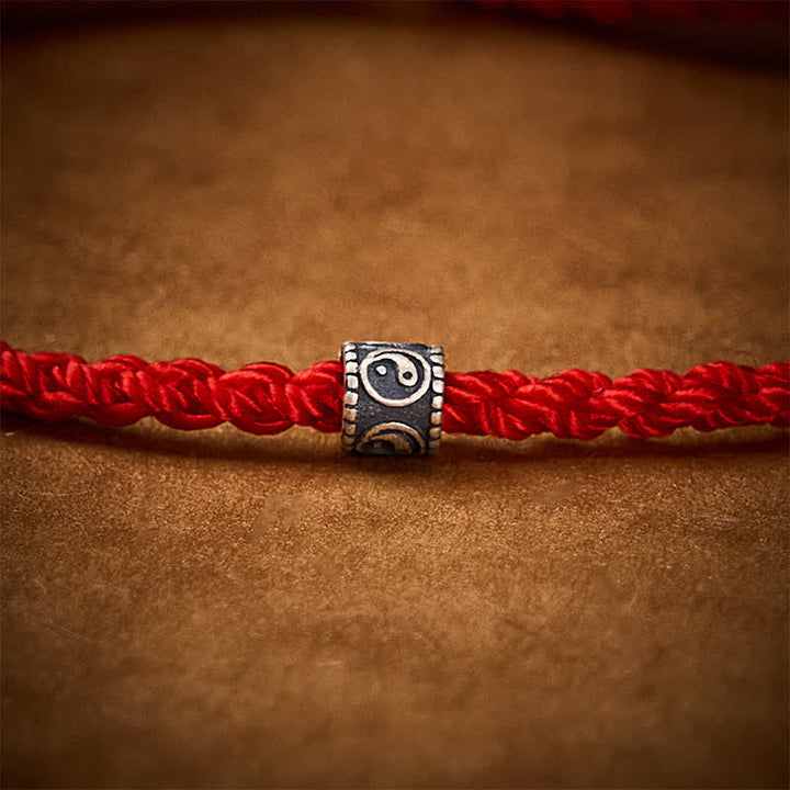 Buddha Stones Pulsera de protección Yin Yang de plata de ley 925 con hilo rojo - image 5