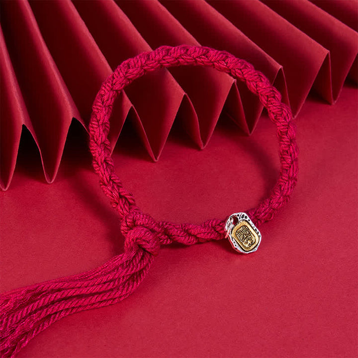 Buddha Stones Pulsera de conexión armónica con detalles de cobre y cordón rojo - image 3