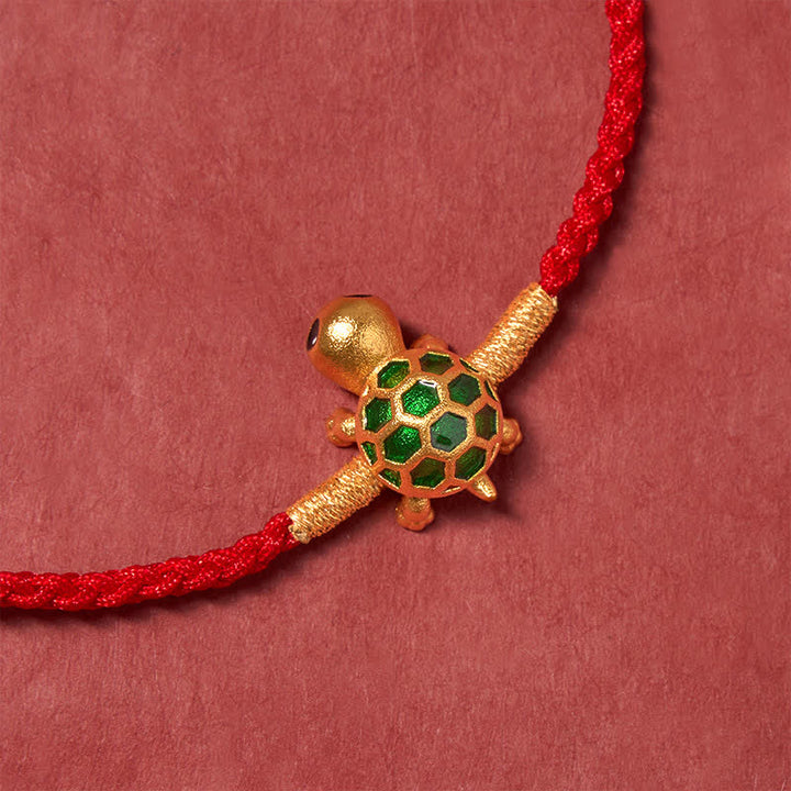 Buddha Stones Pulsera trenzada con amuleto de la suerte y la fortuna con hilo rojo de tortuga - image 5