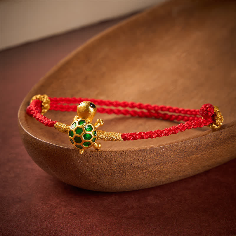 Buddha Stones Pulsera trenzada con amuleto de la suerte y la fortuna con hilo rojo de tortuga - image 1