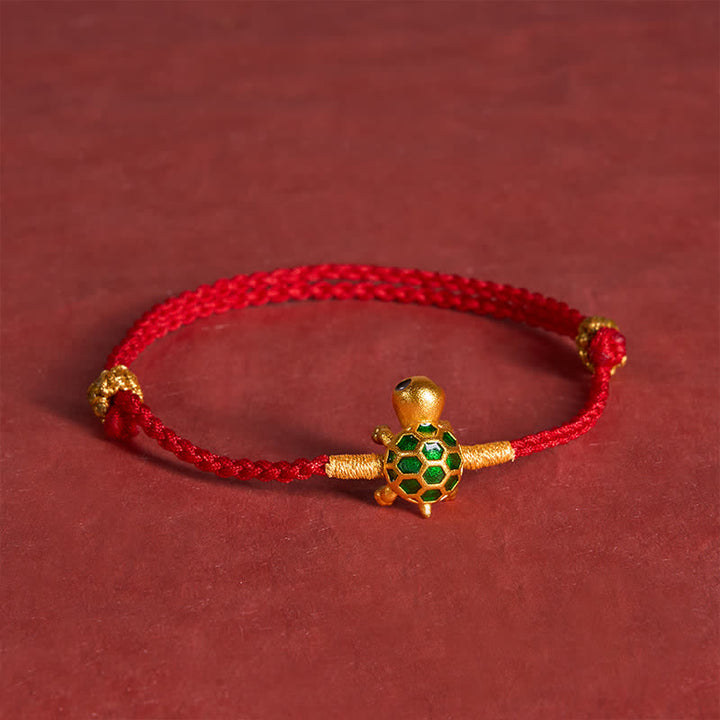 Buddha Stones Pulsera trenzada con amuleto de la suerte y la fortuna con hilo rojo de tortuga - image 4