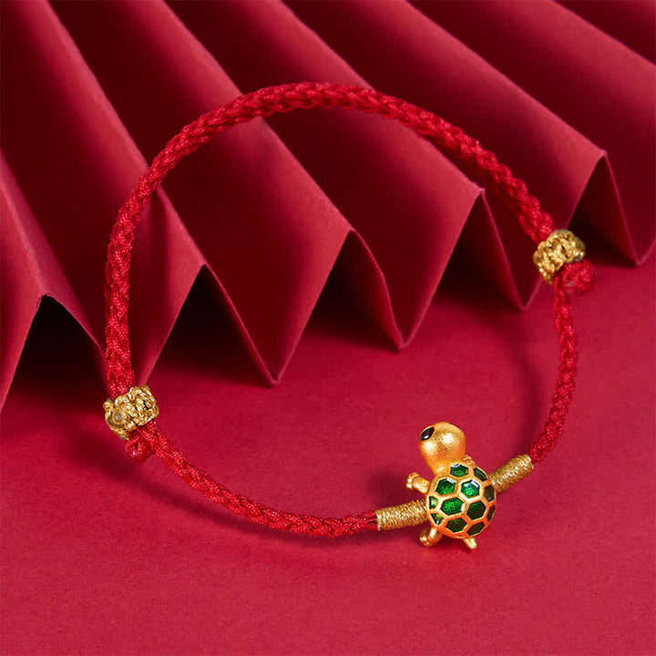 Buddha Stones Pulsera trenzada con amuleto de la suerte y la fortuna con hilo rojo de tortuga - image 2