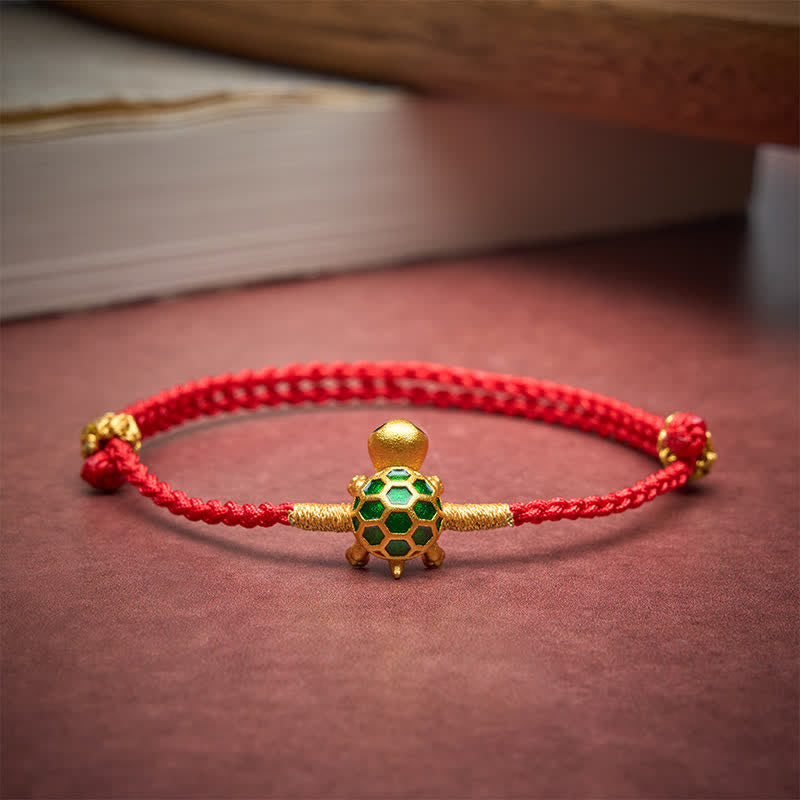 Buddha Stones Pulsera trenzada con amuleto de la suerte y la fortuna con hilo rojo de tortuga - image 3