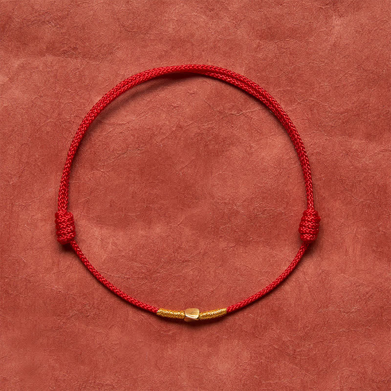 Buddha Stones Pulsera de cuerda trenzada protectora con cuentas doradas de plata de ley 925 - image 1