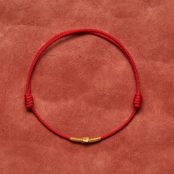 Buddha Stones Pulsera de cuerda trenzada protectora con cuentas doradas de plata de ley 925 - image 1