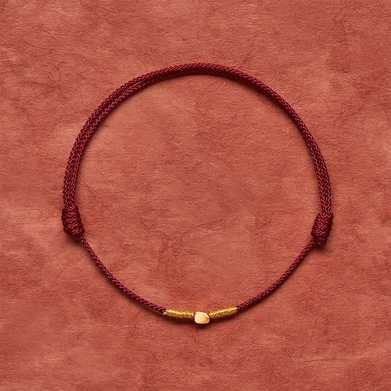 Buddha Stones Pulsera de cuerda trenzada protectora con cuentas doradas de plata de ley 925 - image 4