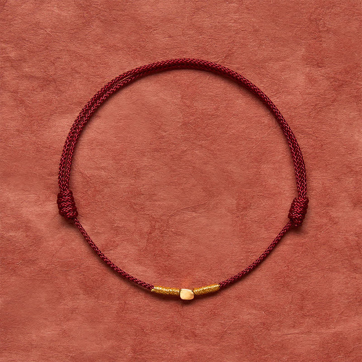 Buddha Stones Pulsera de cuerda trenzada protectora con cuentas doradas de plata de ley 925 - image 4