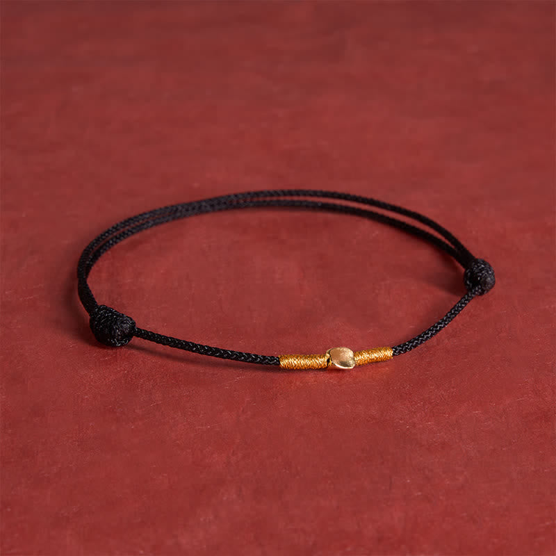 Buddha Stones Pulsera de cuerda trenzada protectora con cuentas doradas de plata de ley 925 - Negro (Circunferencia de la muñeca: 16-18 cm) - image 9