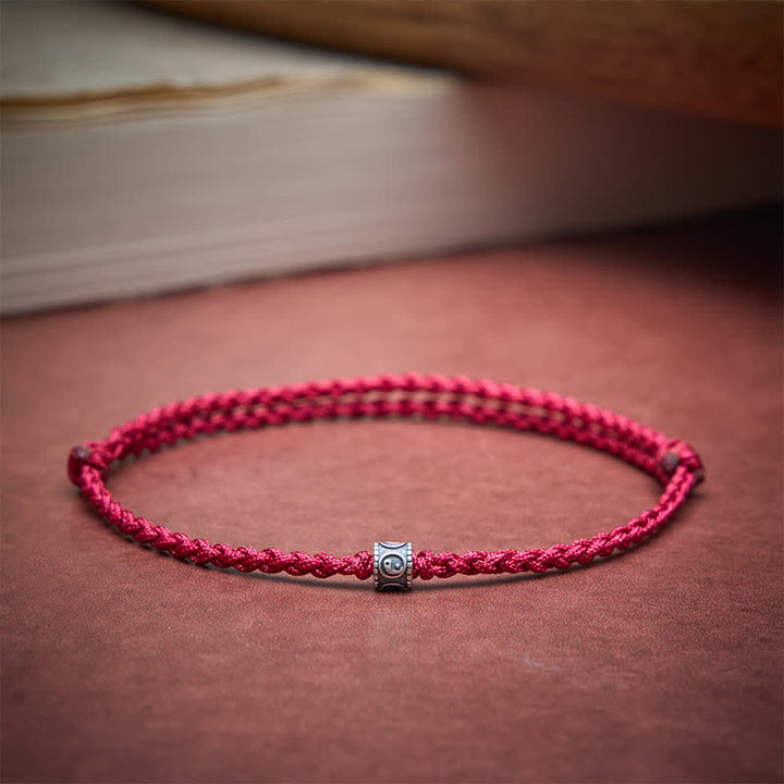 Buddha Stones Pulsera tobillera de protección Yin Yang de plata de ley 925 con hilo negro y rojo - image 12